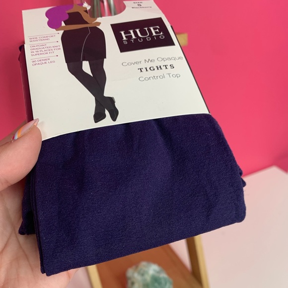 NWT Blackberry Women's 90D Cover Me Opaque Control Top Tights - Hue Studio - Picture 2 of 6